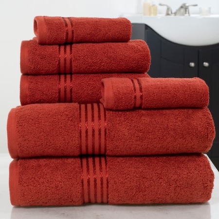 Hastings Home 100 Percent Cotton Hotel 6 Piece Towel Set - Burgundy 817347ZNW